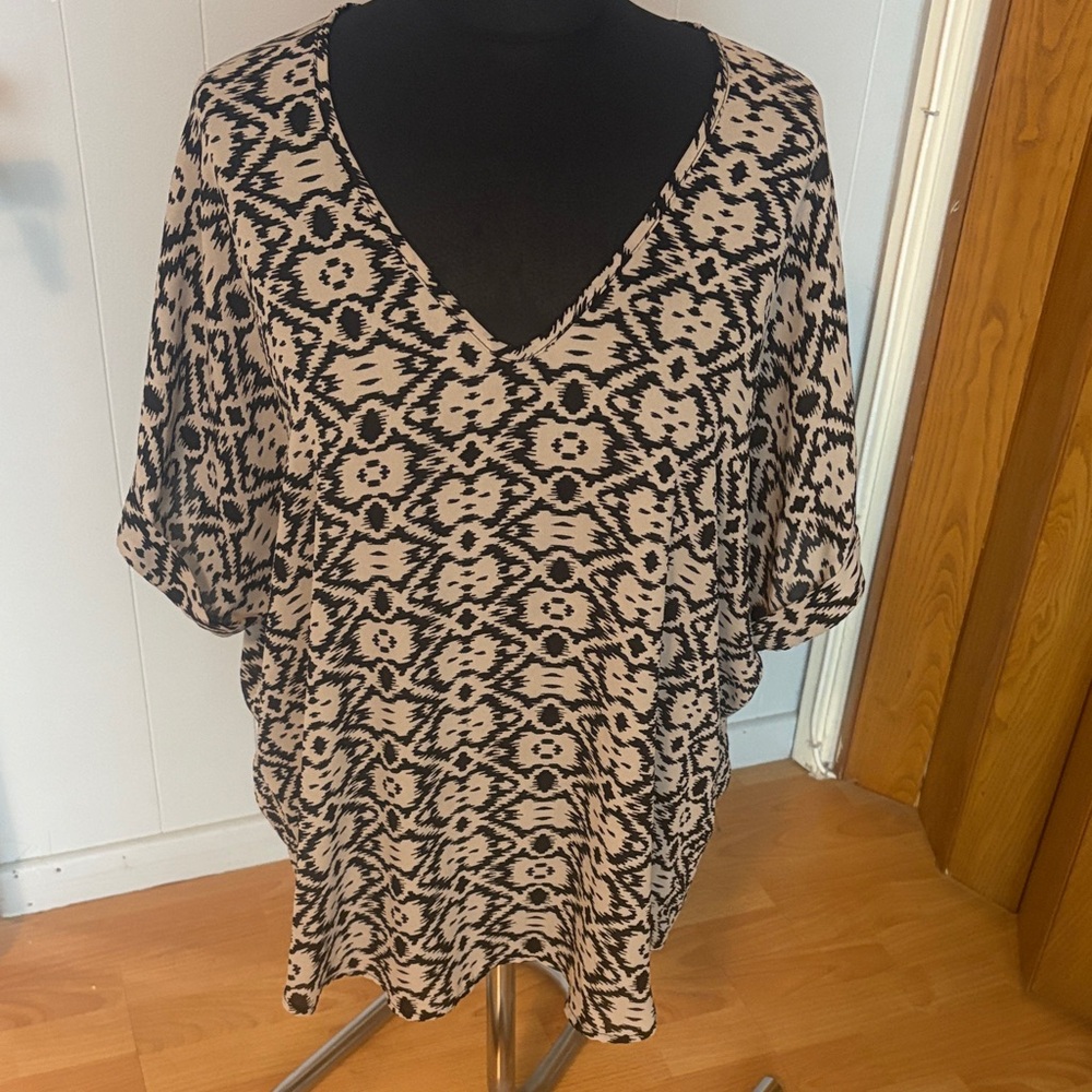 Lush Black and Tan Floral Blouse